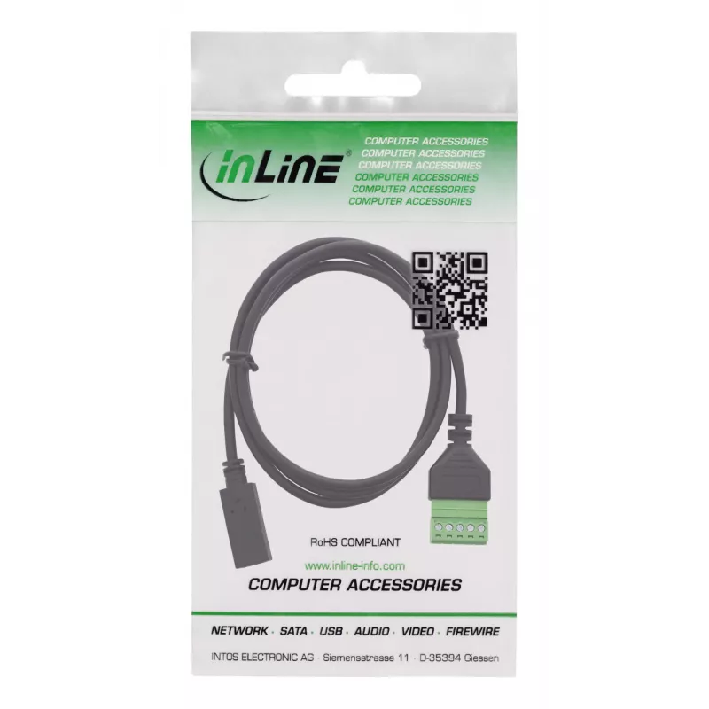 InLine 92504F vadu savienotājs USB-C / spaiļu bloks, 5 kontaktu Melns, Zaļš