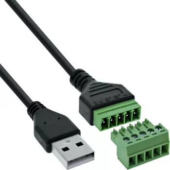 InLine 92504G vadu savienotājs USB-A / Spaiļu bloks, 5 kontaktu Melns, Zaļš