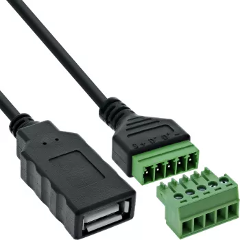 InLine 92504H vadu savienotājs USB-A / spaiļu bloks, 5 kontaktu, melns, zaļš