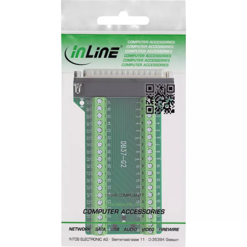InLine 92502J vadu savienotājs Spaiļu bloks / D-Sub 37 Melna, Zaļa