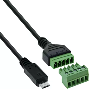 InLine 92504C vadu savienotājs Micro USB / spaiļu bloks, 5 kontaktu, melns, zaļš