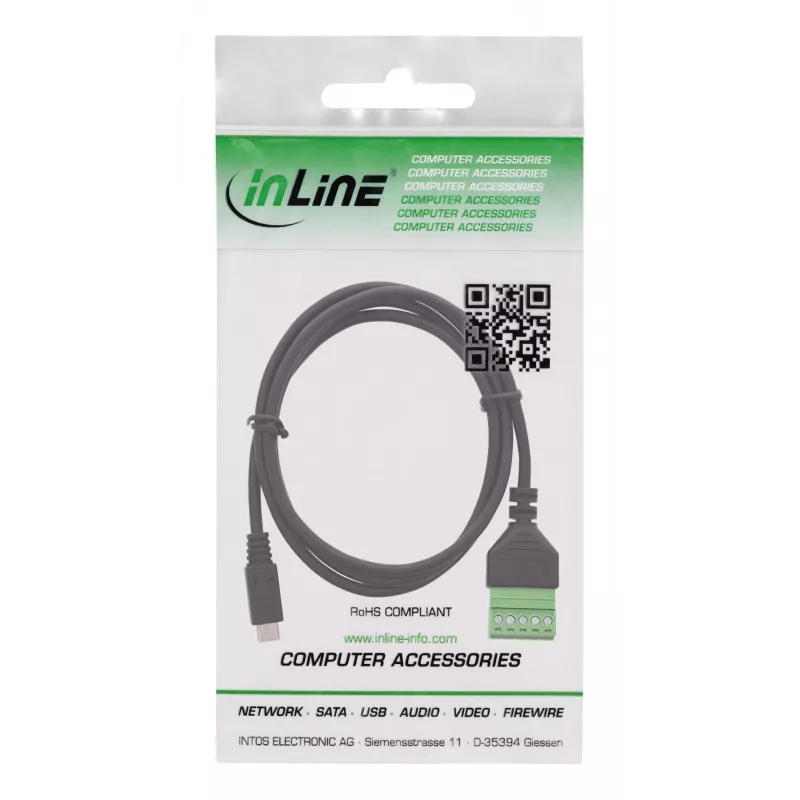 InLine 92504C vadu savienotājs Micro USB / spaiļu bloks, 5 kontaktu, melns, zaļš