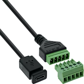 InLine 92504D vada savienotājs Micro USB / spaiļu bloks, 5 kontaktu Melns, Zaļš