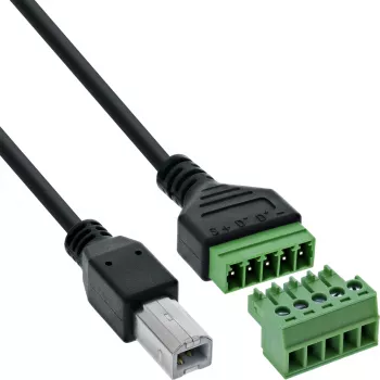 InLine 92504I vadu savienotājs USB-B / Spaļu bloks, 5 kontaktu, melns, zaļš