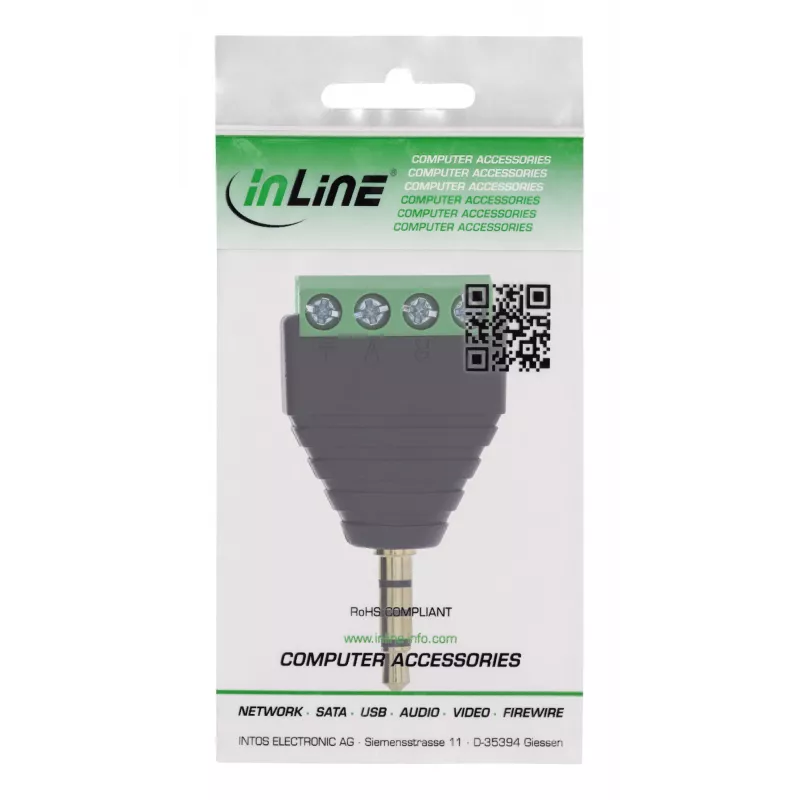 InLine 92504J vadu savienotājs 3.5 mm 4-pin ligzda TRRS / Skrūvspaiļu bloks 4 spailes Melns, Zaļš