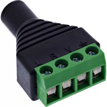 InLine 92504K vadu savienotājs 3,5 mm 4 kontaktu ligzda TRRS / Spaiļu bloks 4 spailes Melns, Zaļš