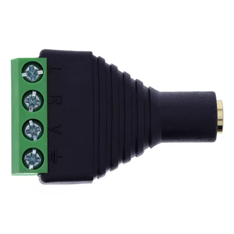 InLine 92504K vadu savienotājs 3,5 mm 4 kontaktu ligzda TRRS / Spaiļu bloks 4 spailes Melns, Zaļš
