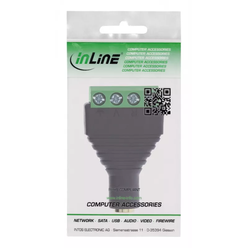 InLine 92504K vadu savienotājs 3,5 mm 4 kontaktu ligzda TRRS / Spaiļu bloks 4 spailes Melns, Zaļš