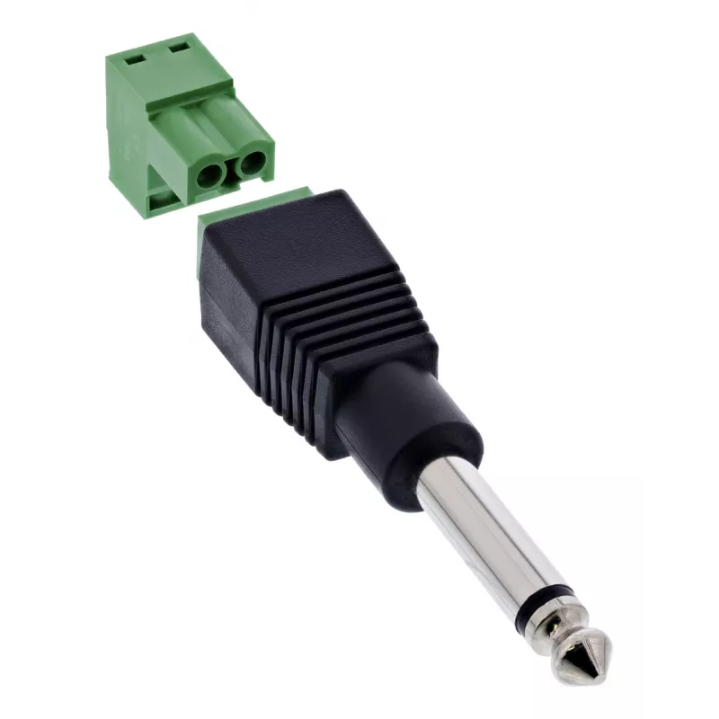 InLine 92504M vadu savienotājs 6,35 mm 2 kontaktu ligzda TS / Spaiļu bloks 2 spailes Melns, Zaļš