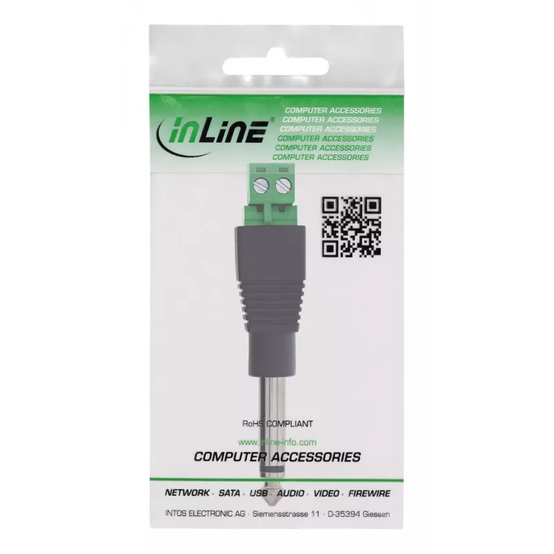 InLine 92504M vadu savienotājs 6,35 mm 2 kontaktu ligzda TS / Spaiļu bloks 2 spailes Melns, Zaļš