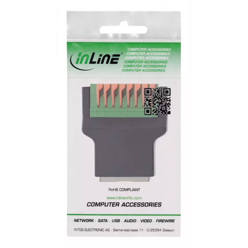 InLine 92505E vadu savienotājs RJ45 8P8C / Spaiļu bloks, 8 kontaktu, melns