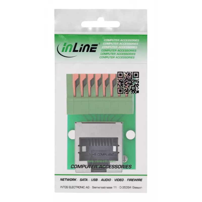 InLine 92505G vada savienotājs RJ45 Cat.5e 8P8C / Spaiļu bloks, 8-pinu zaļš