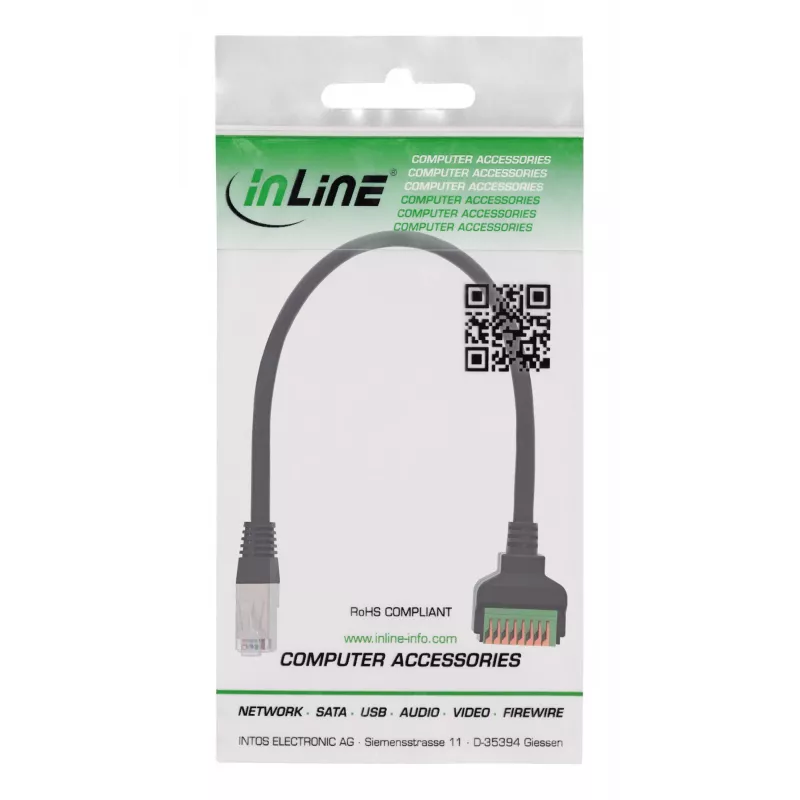 InLine 92505I stieples savienotājs RJ45 Cat.5e 8P8C / spaiļu bloks, 8 kontaktu, melns