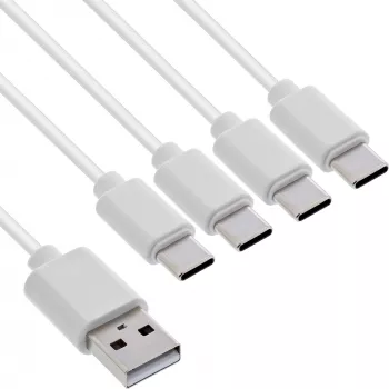 InLine 35146W USB kabelis USB 2.0 0,5 m USB A 4 x USB-C Balts