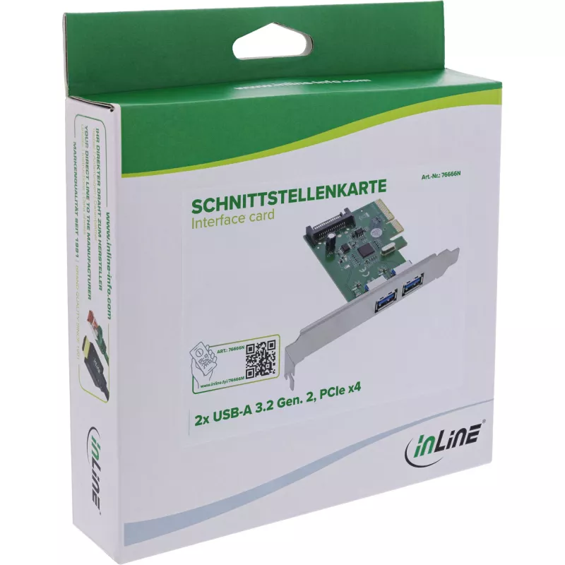 InLine 76666N saskarnes kartes/adapteri Iekšējais USB 3.2 Gen 2 (3.1 Gen 2)