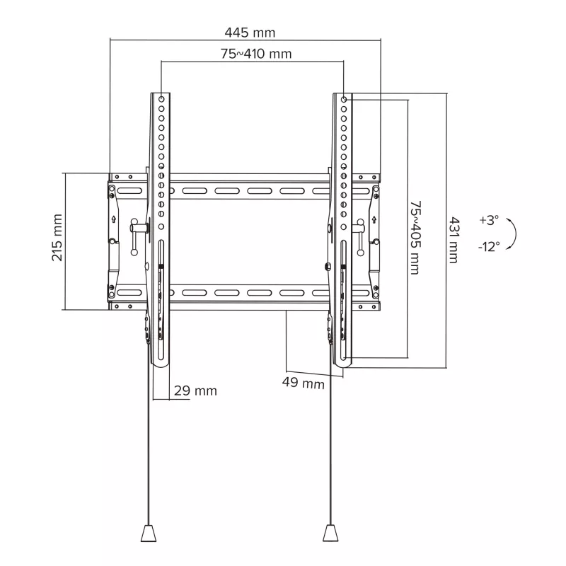 InLine 23101B TV stiprinājums/statīvs 177,8 cm (70 collas) Melns
