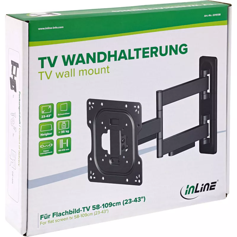 InLine 23103B televizora stiprinājums/statīvs 109,2 cm (43 collas) Melns