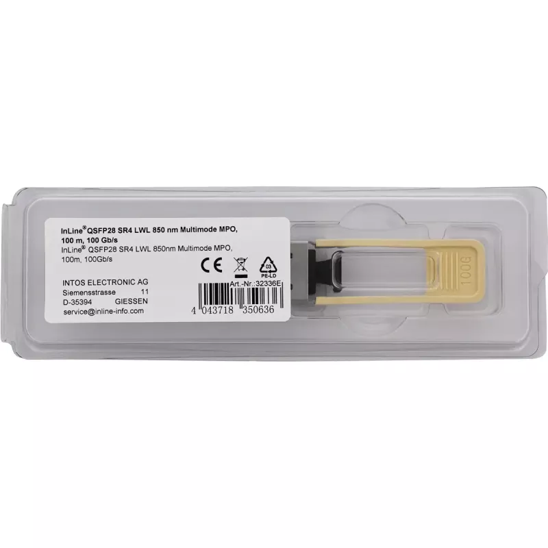 InLine 32336E tīkla raiduztvērēja modulis Optiskā šķiedra 100000 Mbit/s QSFP28 850 nm