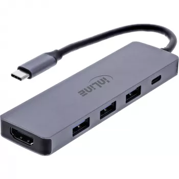 InLine 33271A saskarnes centrmezgls USB 3.2 Gen 1 (3.1 Gen 1) Type-C 5000 Mbit/s pelēks