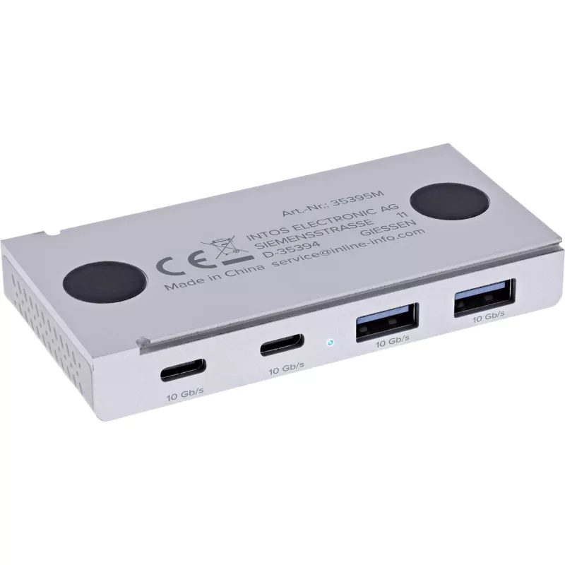 InLine 35395M saskarnes centrmezgls USB 3.2 Gen 2 (3.1 Gen 2) Type-C 10000 Mbit/s Sudraba krāsā