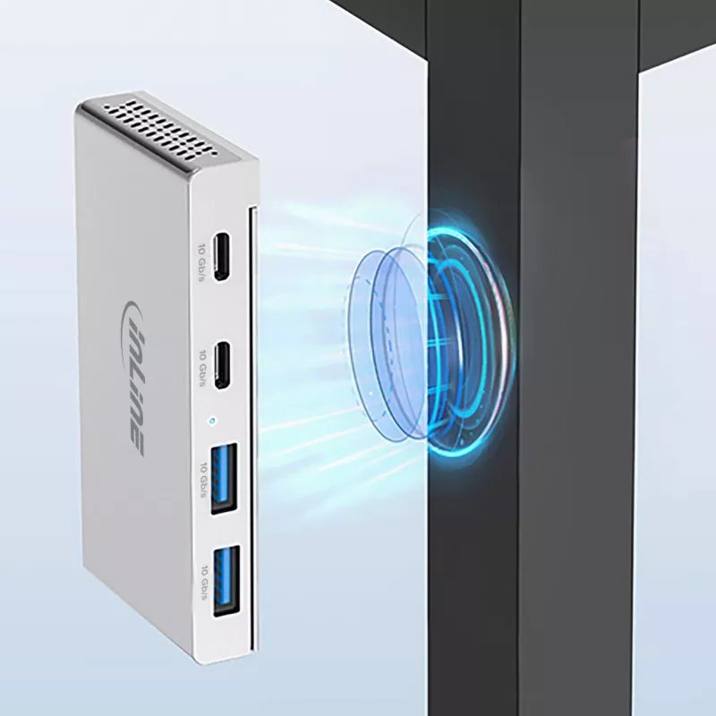 InLine 35395M saskarnes centrmezgls USB 3.2 Gen 2 (3.1 Gen 2) Type-C 10000 Mbit/s Sudraba krāsā