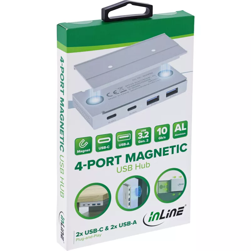 InLine 35395M saskarnes centrmezgls USB 3.2 Gen 2 (3.1 Gen 2) Type-C 10000 Mbit/s Sudraba krāsā