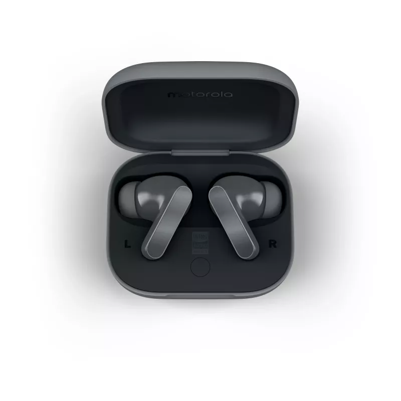 Austiņas MOTOROLA Moto Buds Bass TWS Bluetooth ievietojamās zvaniem un mūzikai, melnas, 51 g