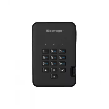 iStorage diskAshur2 256-bitu 1 TB USB 3.2 drošs šifrēts cietvielu disks - melns IS-DA2-256-SSD-1TB-B