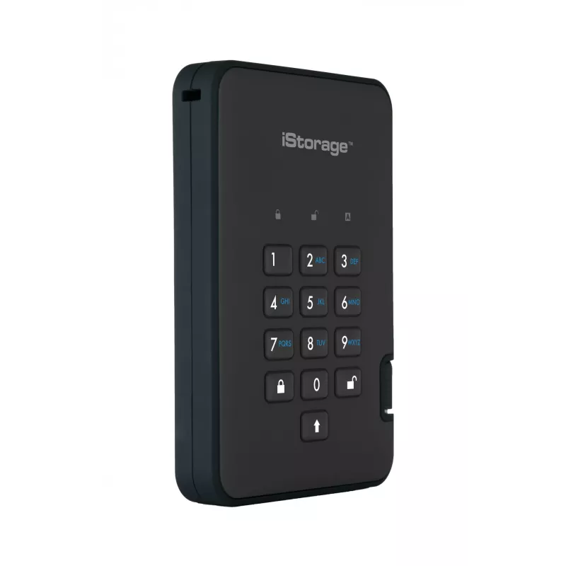 iStorage diskAshur2 256-bitu 1 TB USB 3.2 drošs šifrēts cietvielu disks - melns IS-DA2-256-SSD-1TB-B