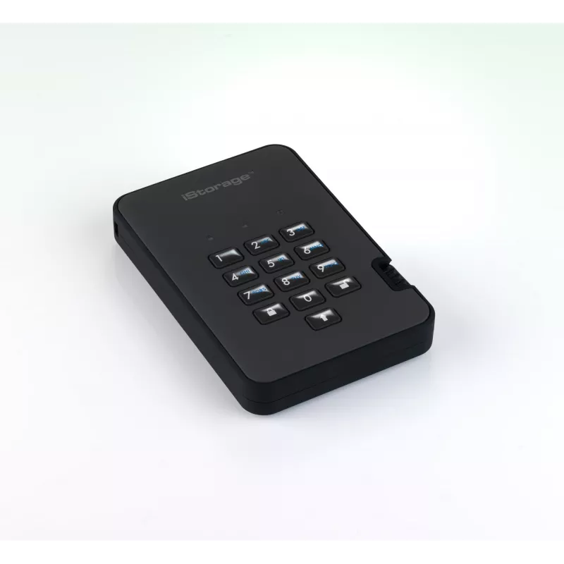 iStorage diskAshur2 256-bitu 1 TB USB 3.2 drošs šifrēts cietvielu disks - melns IS-DA2-256-SSD-1TB-B