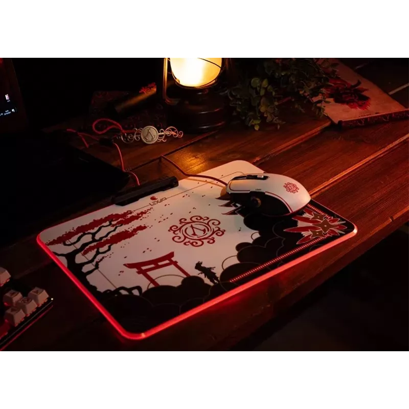 Lexip X Ubisoft - Assassin's Creed - Shadows pele, labās rokas, optiskā, USB Type-A, 12000 DPI, melna, zelta, sarkana, balta