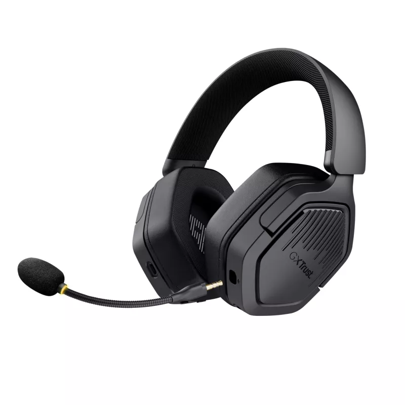Trust GXT 493 Carus austiņas, vadu un bezvadu, galvas stīpa, ķiveres tipa, spēlēm, USB Type-C / USB Type-A, Bluetooth, melnas