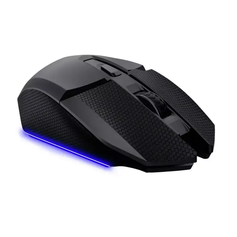 Spēļu pele TRUST GXT 122 Felox+ — labās rokas, optiska, RF Wireless + Bluetooth, 10000 DPI, 7 pogas, vairāku krāsu LED, melna