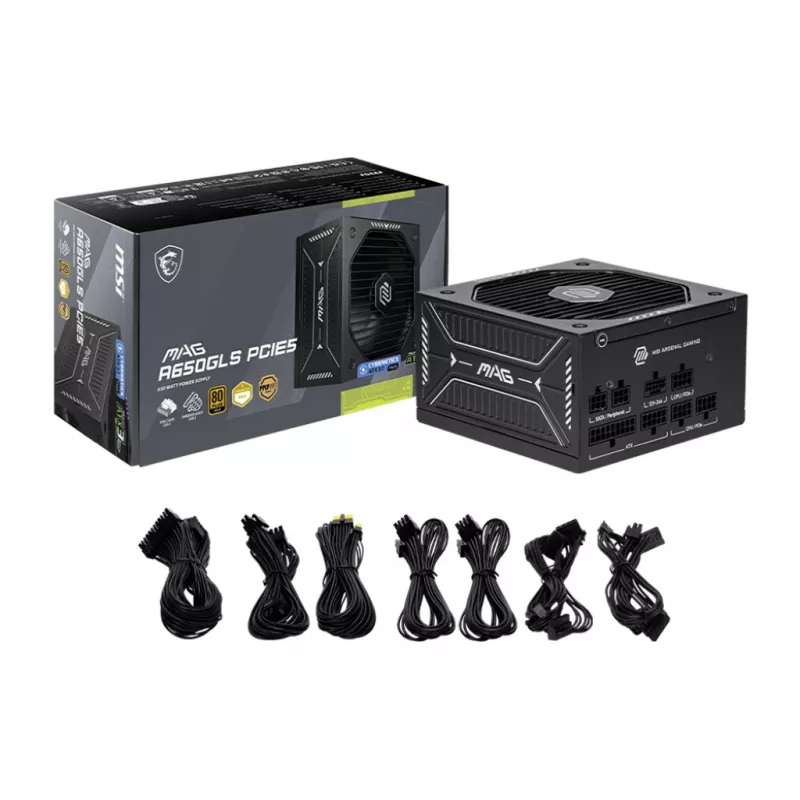 MSI MAG A650GLS PCIE5 barošanas bloks 650 W 24-pin ATX ATX Melns