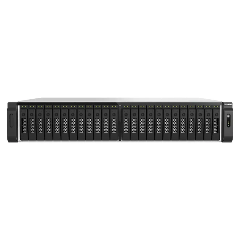 QNAP TS-H3077AFU-R7-64G NAS/krātuves serveris statņu (2U) AMD Ryzen™ 5 64 GB DDR5 0 TB QuTS hero Melns, Metālisks