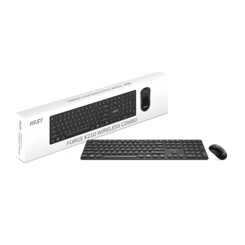 MSI FORGE K210 WIRELESS COMBO tastatūra Pele iekļauta Mājai/Birojam USB Melna