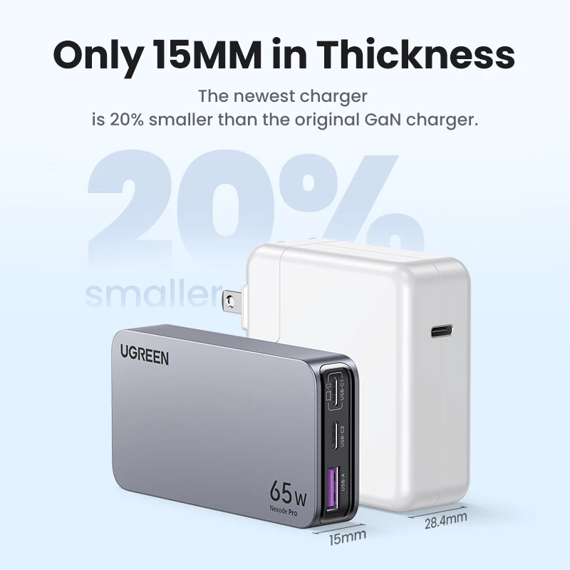 Iekštelpu lādētājs UGREEN Nexode Pro 65W GaN ceļojumu lādētājs