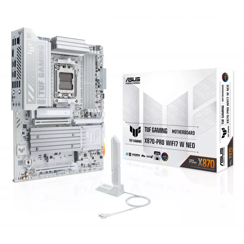 Mātesplate ASUS TUF GAMING X870-PRO WIFI7 W NEO, AMD X870, Socket AM5, ATX, DDR5, 4 DIMM, 256 GB, Wi‑Fi 7, 5Gb Ethernet