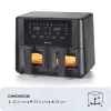 Ariete 4631 Dubultā gaisa friteris 9L, 2400W, kopējā ietilpība 9L, 11 programmas, daudzfunkcionāls, līdz 3,6 kg cepta ēdiena, temperatūra līdz 200°C, dubultais grozs, melns