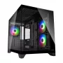 Mini Tower PC Case Cougar FV150 ARGB — melna, atbalsta 2x120/140mm sānu ventilatorus, 1x120mm aizmugurē, HDD 2,5 collas/3,5 collas, 285×435×365 mm