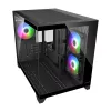 Mini Tower PC Case Cougar FV150 ARGB — melna, atbalsta 2x120/140mm sānu ventilatorus, 1x120mm aizmugurē, HDD 2,5 collas/3,5 collas, 285×435×365 mm