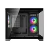 Mini Tower PC Case Cougar FV150 ARGB — melna, atbalsta 2x120/140mm sānu ventilatorus, 1x120mm aizmugurē, HDD 2,5 collas/3,5 collas, 285×435×365 mm