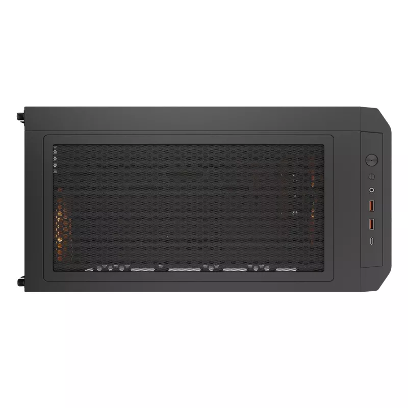 PC Midi Tower korpuss Cougar Airface FLO ARGB, melns — atbalsta 2x180mm priekšā, 1x120mm aizmugurē, 2.5/3.5 collu diskdziņi, 240×480×509 mm