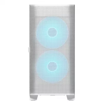 COUGAR PC Midi Tower korpuss Airface FLO ARGB balts — 2x180mm priekšā, 1x120mm aizmugurē, atbalsta 2,5 collu/3,5 collu HDD, 240×480×509 mm