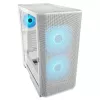 COUGAR PC Midi Tower korpuss Airface FLO ARGB balts — 2x180mm priekšā, 1x120mm aizmugurē, atbalsta 2,5 collu/3,5 collu HDD, 240×480×509 mm