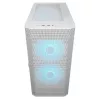 COUGAR PC Midi Tower korpuss Airface FLO ARGB balts — 2x180mm priekšā, 1x120mm aizmugurē, atbalsta 2,5 collu/3,5 collu HDD, 240×480×509 mm