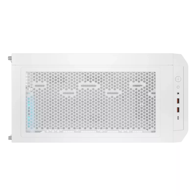 COUGAR PC Midi Tower korpuss Airface FLO ARGB balts — 2x180mm priekšā, 1x120mm aizmugurē, atbalsta 2,5 collu/3,5 collu HDD, 240×480×509 mm