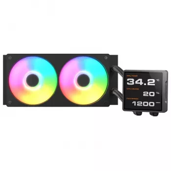 Viss-vienā CPU šķidruma dzesētājs Cougar Poseidon Vistek Pro 240, ARGB, 120 mm ventilatori, 700–2500 RPM, melns