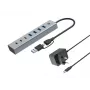 Conceptronic HUBBIES20GP 7-Port USB 3.0 Hub with Power Adapter, 5Gbps, USB-C x 3, USB-A x 4
