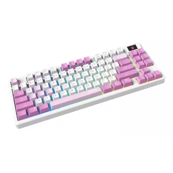 MSI FORGE GK600 TKL WIRELESS VIOLET tastatūra Spēļu USB + Bluetooth QWERTY Spāņu Rozā, Violeta, Balta